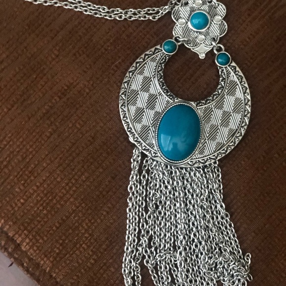 NWT Lia Sophia Silver Turquoise necklace - Picture 2 of 5